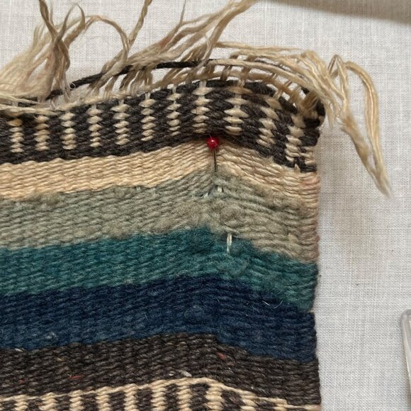 Vintage Navajo Mexican Southwest Wool Hand Woven Blanket Rug 24 x 55 + Fringe - Picture 7 of 11